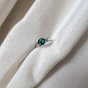 Emerald And Diamond White Gold Ring